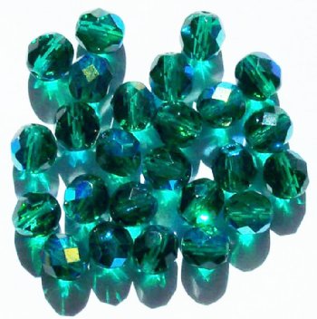 25 8mm Faceted Transparent Capri Blue AB Beads