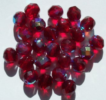 25 8mm Faceted Transparent Garnet AB Beads