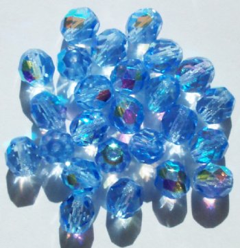 25 8mm Faceted Transparent Light Sapphire AB Beads