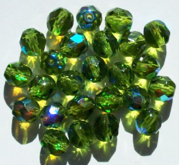 25 8mm Faceted Transparent Olivine AB Beads