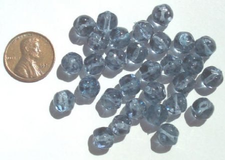 30 8mm Bumpy Speckled Crystal Blue Nuggets