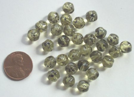 30 8mm Bumpy Speckled Olive Nuggets