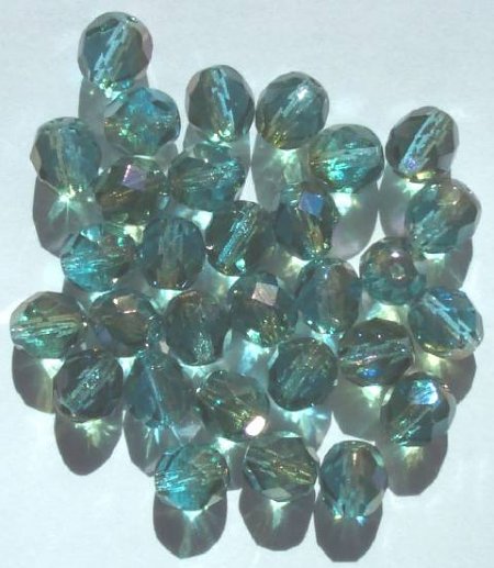 25 8mm Faceted Two Tone Light Aqua Celsian