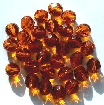 25 8mm Faceted Dark Topaz Firepolish Beads