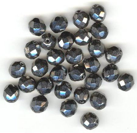 25 8mm Faceted Metallic Gunmetal Beads