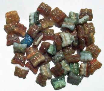 50 8mm Topaz White Green Marble Butterfly Beads