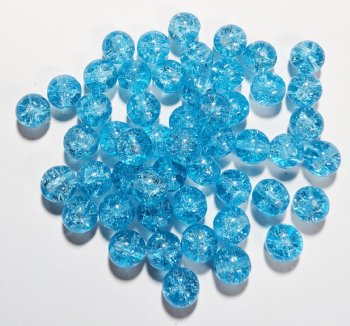 50 8mm Aqua Crackle Glass Beads
