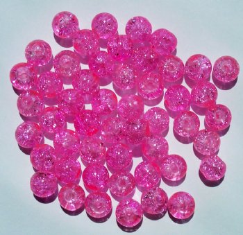 50 8mm Hot Pink Round Crackle Beads