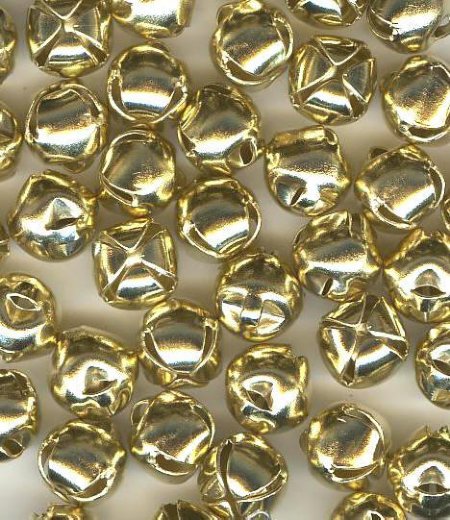 50 8mm Bright Brass Jingle-Bells