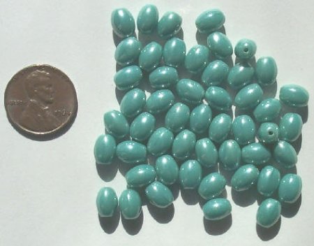 50 8mm Opaque Turquoise Lustre Ovals