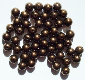 25 8mm Metallic Bronze Round Glass Beads