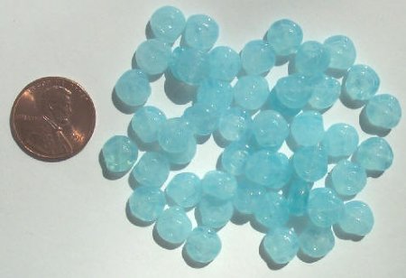 50 8mm Marble Aqua Disks with Swirl