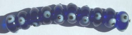 10 8x12mm Cobalt Evil Eye Rondelle Beads