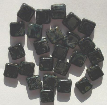 25 9mm Flat Square Black Marble