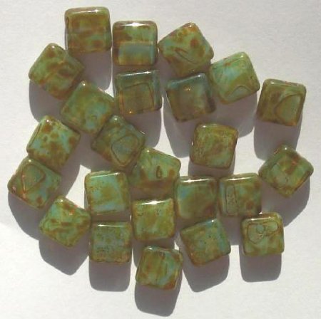 25 9mm Flat Square Milky Turquoise Topaz Marble