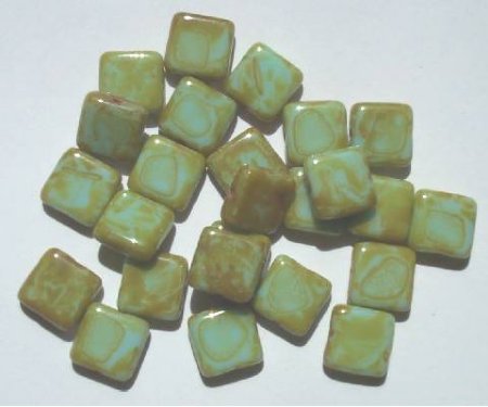 25 9mm Flat Square Opaque Turquoise Topaz Marble