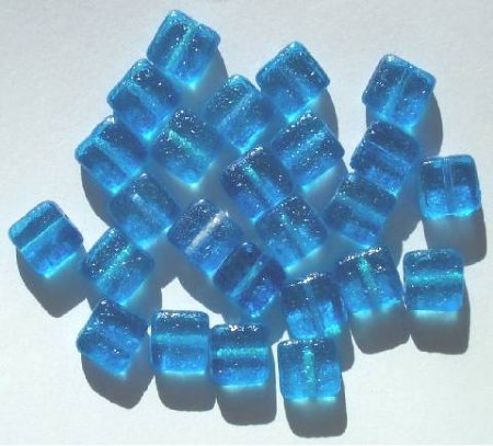 25 9mm Flat Square Two Tone Aqua and Blue Sugar Coat