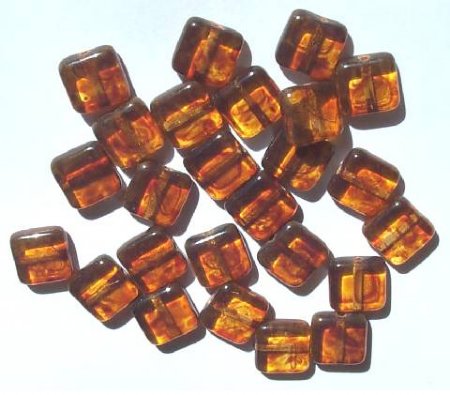25 9mm Flat Square Transparent Topaz Amber Marble