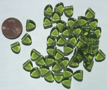 50 9mm Triangle Beads - Olive