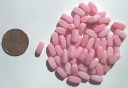 50 9x5mm Four Sided Milky Pink Ovals