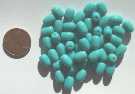 50 9x6mm Opaque Turquoise Ovals