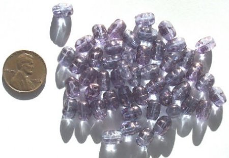 50 9x6mm Amethyst Lustre Ridged Oval Nuggets