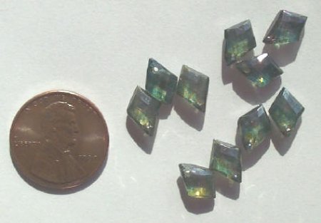 5 9x7mm Green Lustre Diamond Briolettes