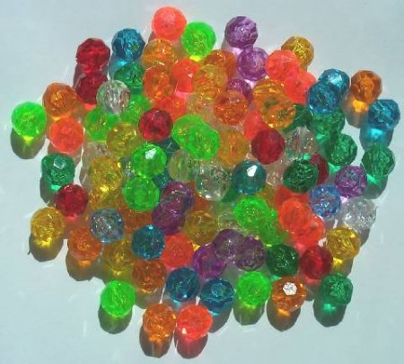 100 10mm Acrylic Transparent Faceted Mix