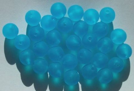 30 10mm Round Matte Aqua Vintage Acrylics