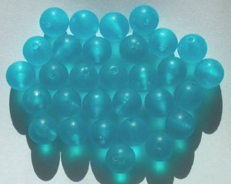 30 10mm Round Matte Turquoise Vintage Acrylics