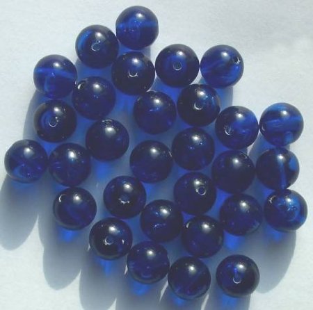 30 10mm Round Transparent Blue Vintage Acrylics