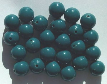 25 12mm Round Opaque Dark Green Vintage Acrylics
