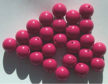 25 12mm Round Opaque Fuchsia Vintage Acrylics