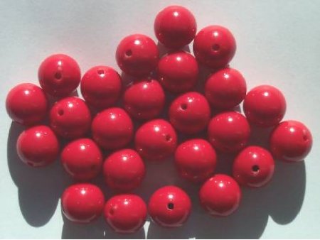 25 12mm Round Opaque Red Vintage Acrylics