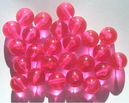25 12mm Round Transparent Hot Pink Vintage Acrylics