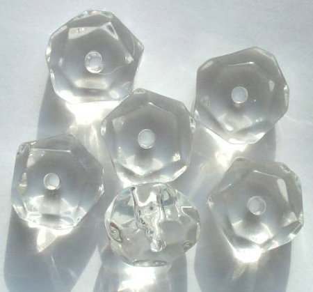 6 13x23mm Bumpy Crystal Rondelle Vintage Acrylics