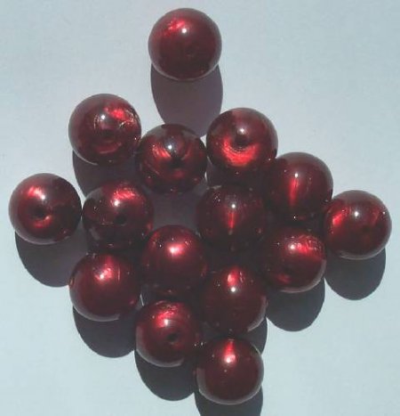 15 14mm Satin Red with Black Swirl Vintage Acrylics