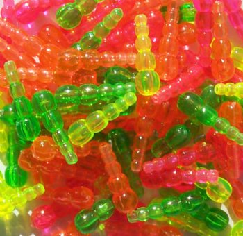 100 19mm Acrylic Dragonfly Bodies - Transparent Neon Mix