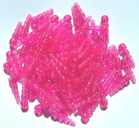 100 19mm Acrylic Dragonfly Bodies - Transparent Fuchsia