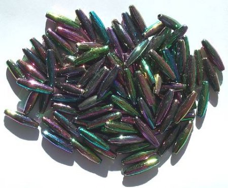 100 19x6mm Acrylic Black AB Spaghetti