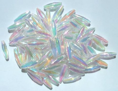 100 19x6mm Acrylic Crystal AB Spaghetti