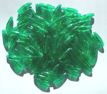 100 19x6mm Acrylic Holiday Green Spaghetti