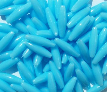 100 19x6mm Acrylic Opaque Light Blue Spaghetti Beads