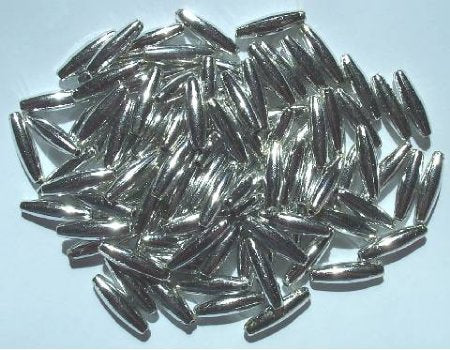 100 19x6mm Acrylic Metallic Silver Spaghetti