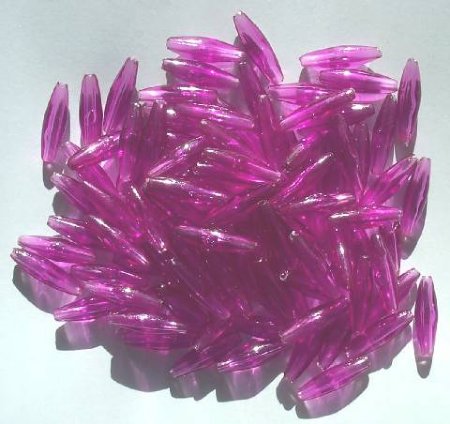 100 19x6mm Acrylic Transparent Purple Spaghetti