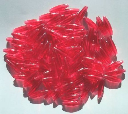 100 19x6mm Acrylic Transparent Red Spaghetti