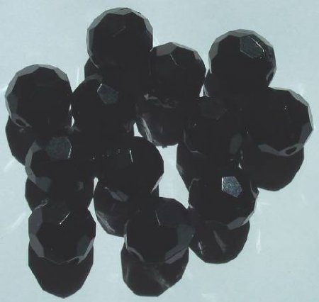 12, 20mm Acrylic Faceted Black Round Beads