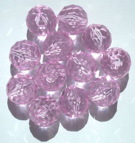 12 20mm Acrylic Faceted Pink