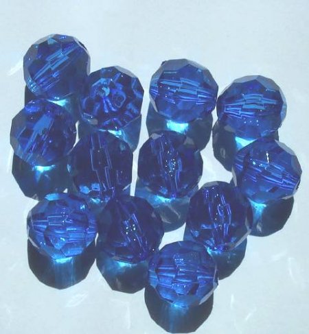 12, 20mm Acrylic Faceted Sapphire Round Beads