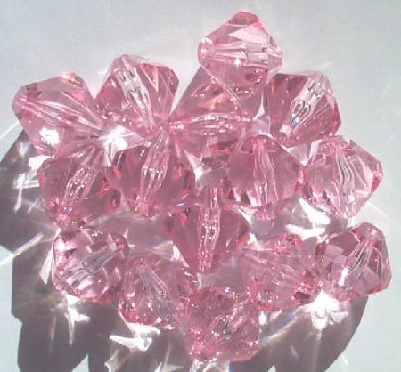 15 20mm Acrylic Faceted Bicone Beads - Pink
